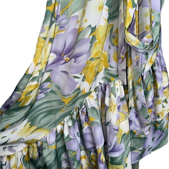 Bronx And Banco Tropics Floral Asymmetrical Ruffle Tiered Maxi Dress Size XS - Picture 6 of 9